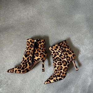 Leopard Print Kitten Heel Ankle Boots 8.5